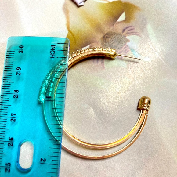 🌟 Gold Plated Rhinestone Big Hope Earrings - Picture 7 of 8